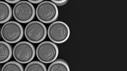 Big white soda cans on black background