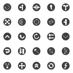Obraz na płótnie Canvas Arrows variety vector icons set, modern solid symbol collection, filled style pictogram pack. Signs logo illustration. Set includes icons as reload, left and straight, close the door, upper connector 