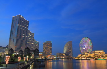 Yokohama downtown night cityscape Japan