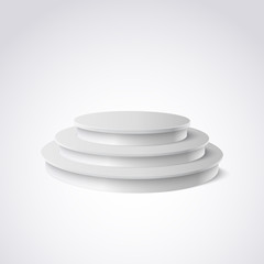 round blank podium on transparent background. Stage for awards ceremony. Pedestal. Spotlight. Vector illustration.