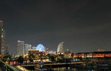 Yokohama downtown night cityscape Japan