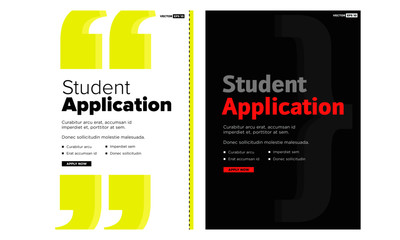 Student Application Page Layout with Bullet Points and Apply Now Button