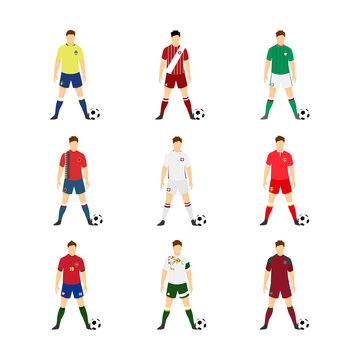 Various Football Uniform National World Team Illustration Set