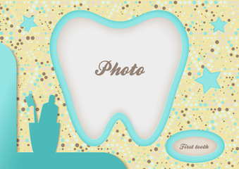 Template for the newborn baby photo album. First achievements of the baby	