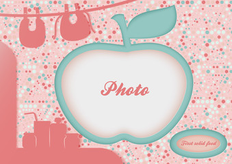 Template for the newborn baby photo album. First achievements of the baby	