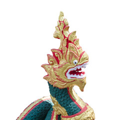 naga or thai dragon statue isolate on white background