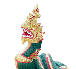 naga or thai dragon statue isolate on white background