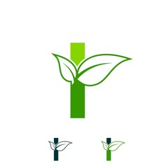 Fototapeta premium sophisticated luxury logos, concept logo leaf letter I, natural green leaf symbol, initials icon design, nature green leaf symbol