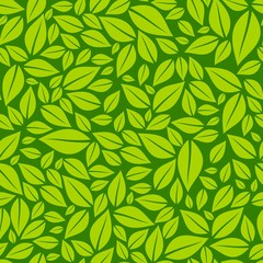 Naklejka na ściany i meble Green leaves seamless pattern