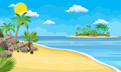 Fototapeta na wymiar landscape of palm tree on beach.