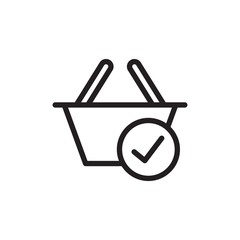 check shopping basket outlined vector icon. Modern simple isolated sign. Pixel perfect vector  illustration for logo, website, mobile app and other designs