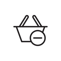 remove shopping basket outlined vector icon. Modern simple isolated sign. Pixel perfect vector  illustration for logo, website, mobile app and other designs