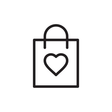 favorite shopping bag outlined vector icon. Modern simple isolated sign. Pixel perfect vector  illustration for logo, website, mobile app and other designs