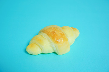 Bread, croissant.  パン、クロワッサン　水色背景