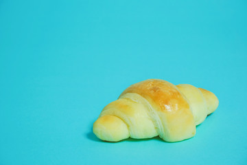 Bread, croissant.  パン、クロワッサン　水色背景