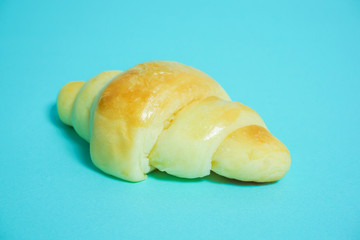 Bread, croissant.  パン、クロワッサン　水色背景