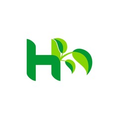 sophisticated luxury logos, concept logo leaf letter H, natural green leaf symbol, initials icon design, nature green leaf symbol