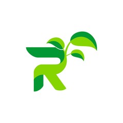 sophisticated luxury logos, concept logo leaf letter R, natural green leaf symbol, initials icon design, nature green leaf symbol
