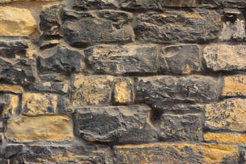 Yellow brick wall. Texture, background.