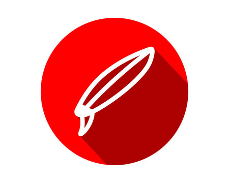 white surfboard on red circle clip art preview