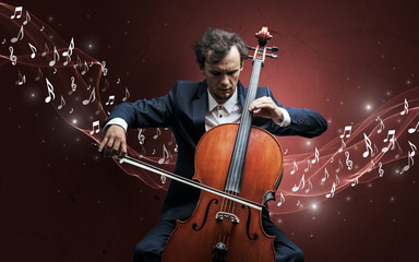 Fototapeta premium Lonely composer playing on cello