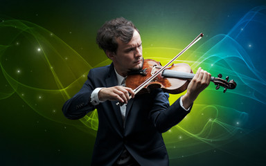 Violinist with colorful fabled concept