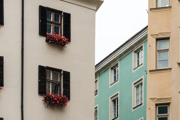 Low angle view of old buildings in old town of Innsbruck