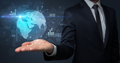 Global internet using concept with businessman