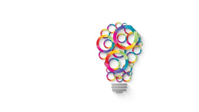 light bulb animation composed of colored arrows wheel