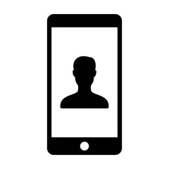 Video chat, video conference or telemedicine on mobile phone flat vector icon for apps