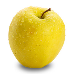Yellow apple isolated on white background with clipping path.