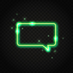 Neon green rectangle speech bubble with space for text