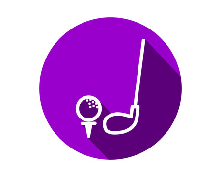 purple golf icon circle sports equipment tool utensil image vector