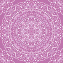 Seamless pattern with mandala ornament. Hand drawn vector illustration