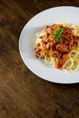 Italian spaghetti with bolognese meat sauce