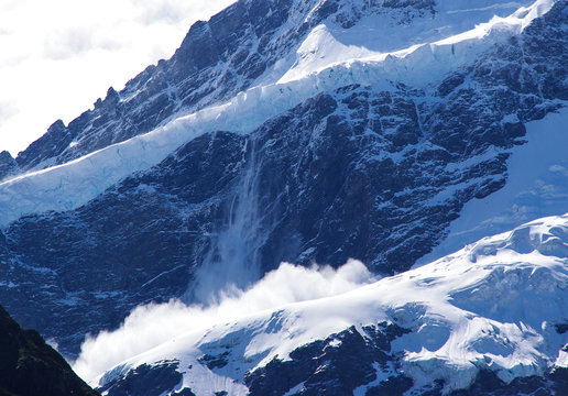 Avalance splash on Aoraki/Mt Cook