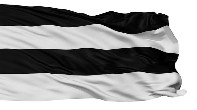 Halen flag, city of Belgium, realistic animation isolated on white seamless loop - 10 seconds long (alpha channel is included)