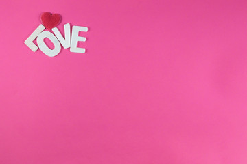 Valentine's day love Letter on pink paper background with copy space.
