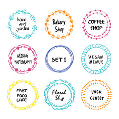 Stylish set of multi colored round frames .Vector frameworks 1.