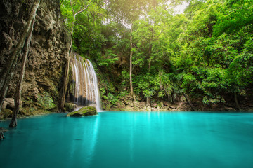 Waterfall in forest at Erawan National Park, Thailand