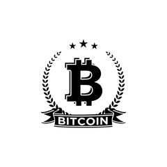 bitcoin and blockchain logo vector illustrations