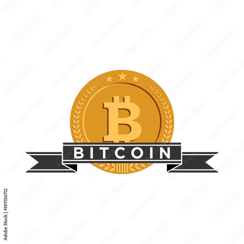 Wall mural bitcoin and blockchain logo vector illustrations