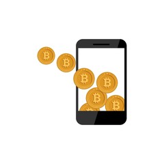 bitcoin and blockchain logo vector illustrations