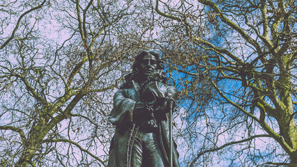Statue of Edward Colston in Bristol City Centre split toning H, mid view shallow depth of field horizontal photography - 197156796