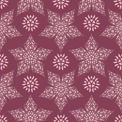 Naklejka na ściany i meble Floral seamless pattern. Purple red background with flower design elements