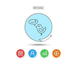 Bird with speech bubble icon. Short messages.