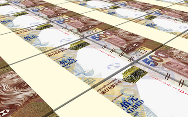 Fototapeta na wymiar Hong Kong dollar bills stacked background. 3D illustration.