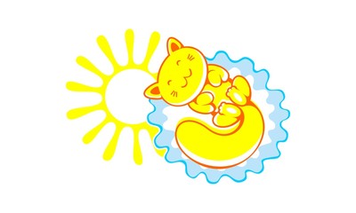 vector - cat, kitten, sleeping, sunny
