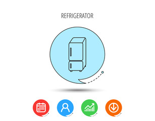 Refrigerator icon. Fridge sign.