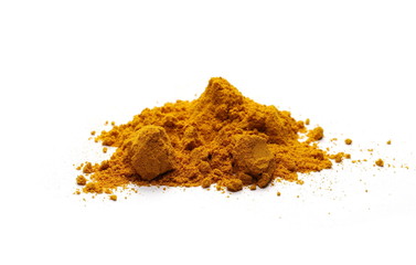 Turmeric (Curcuma) powder pile isolated on white background